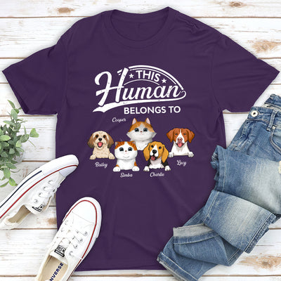 Human Belongs To Pet - Personalized Custom Premium T-shirt