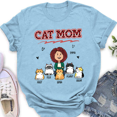 Cat Mom Red - Personalized Custom Women's T-shirt