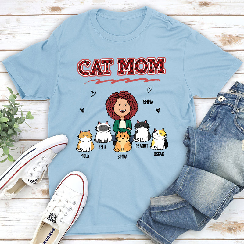 Cat Mom Red - Personalized Custom Unisex T-shirt