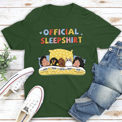 Sleeping Pet Sleepshirt Couple - Personalized Custom Unisex T-shirt