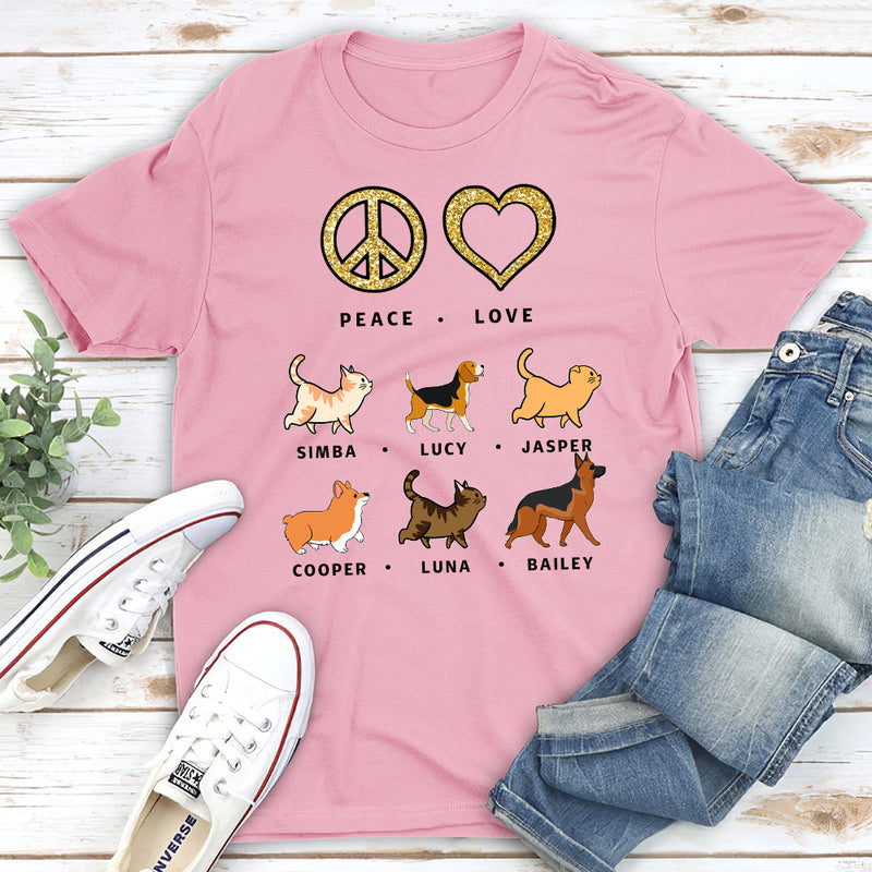 Peace Love Pet Pattern - Personalized Custom Unisex T-shirt