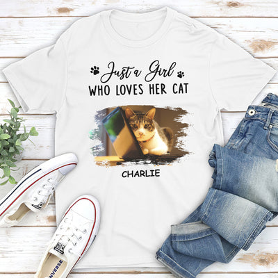 A Girl Loves Cats - Personalized Custom Unisex T-shirt