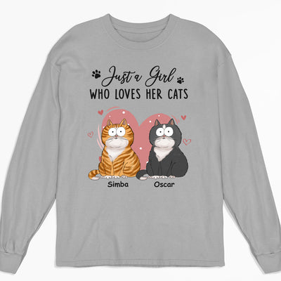 A Girl Loves Cats - Personalized Custom Long Sleeve T-shirt