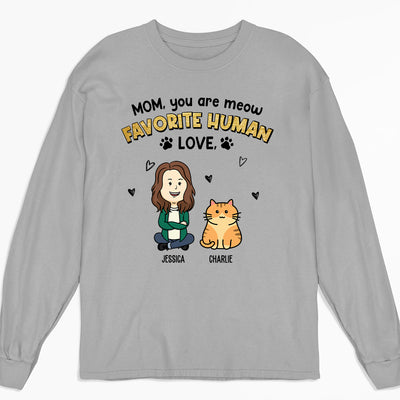 Cat Favorite Human - Personalized Custom Long Sleeve T-shirt