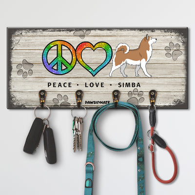 Peace Love Pet  - Personalized Custom Wooden Key Holder