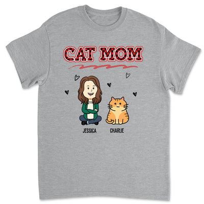 Cat Mom Red - Personalized Custom Unisex T-shirt