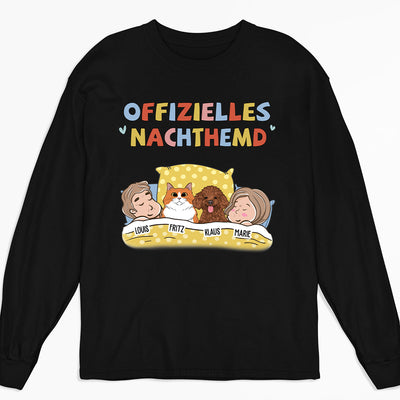 Offizielles Nachthemd Haustiere Für Paare 2 - Personalisiertes Langarm T-shirt