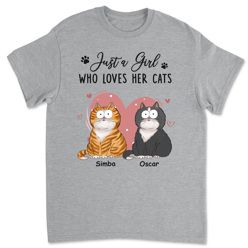 A Girl Loves Cats - Personalized Custom Unisex T-shirt