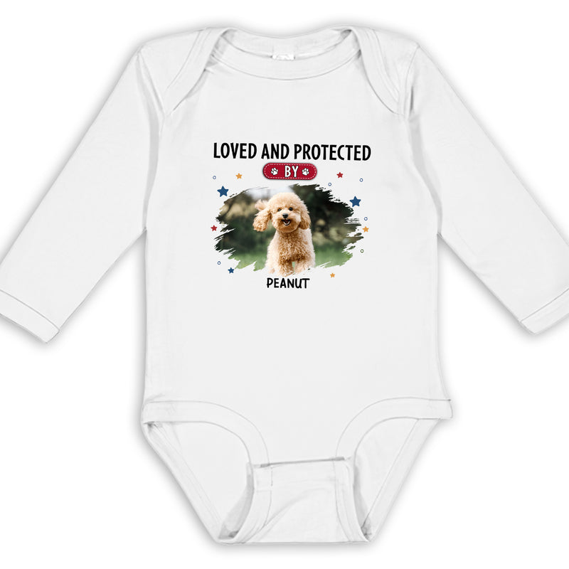 Baby Is Loved And Protected Photo - Personalized Custom Long Sleeve Baby Onesie