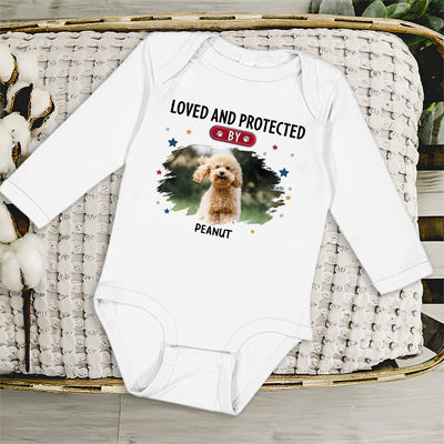 Baby Is Loved And Protected Photo - Personalized Custom Long Sleeve Baby Onesie