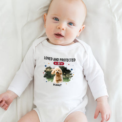 Baby Is Loved And Protected Photo - Personalized Custom Long Sleeve Baby Onesie