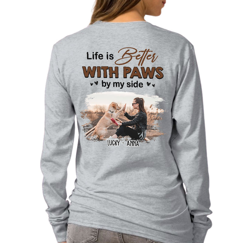 Paws By My Side Photo - Personalized Custom Long Sleeve T-shirt