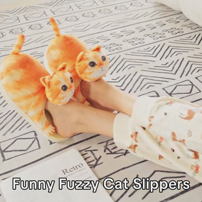 Funny Fuzzy Cat Slippers For Cat Lovers