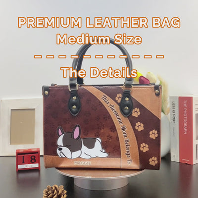 Awesome Mom Belongs To - Personalized Custom Leather Bag