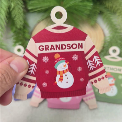 Family Sweater - Personalized Custom 1-layered Wood Ornament