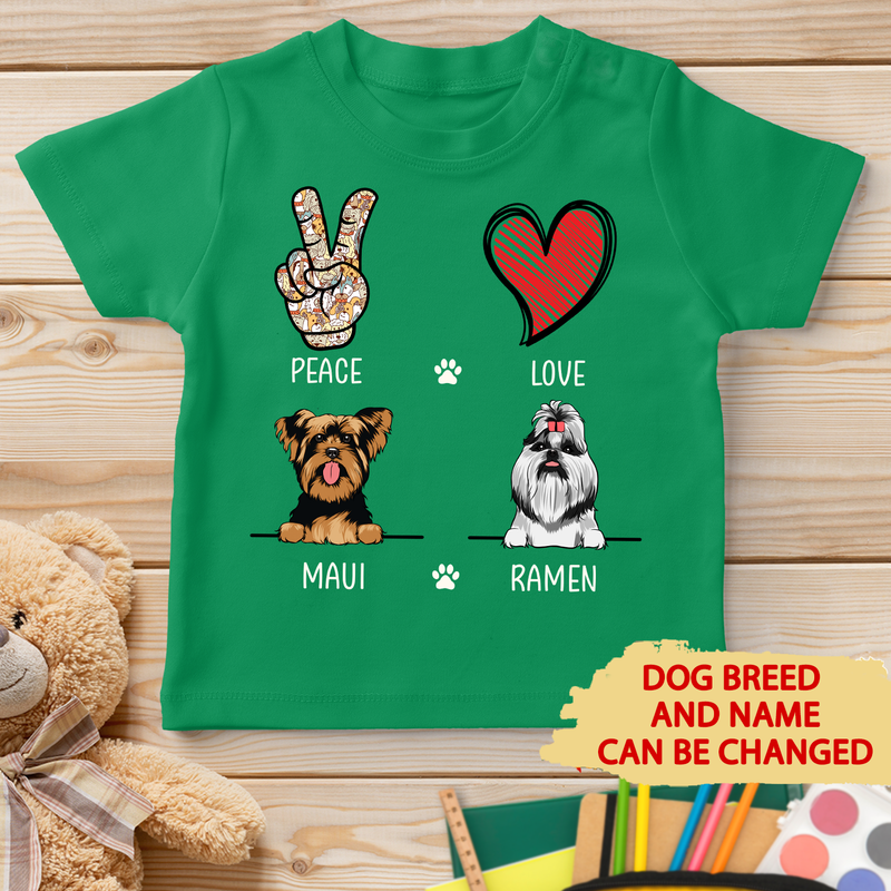 Peace Love Dog - Personalized Custom Youth T-shirt