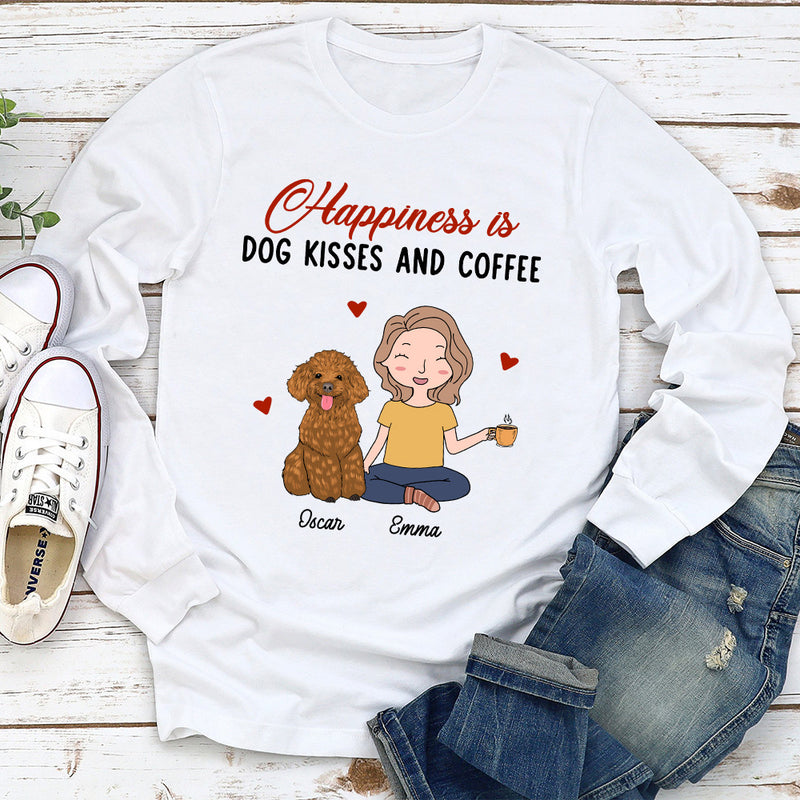 Dog Kisses And Coffee - Personalized Custom Long Sleeve T-shirt