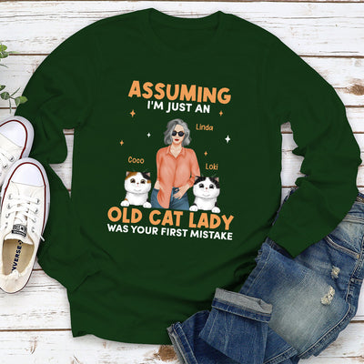 Just An Old Cat Lady - Personalized Custom Long Sleeve T-shirt