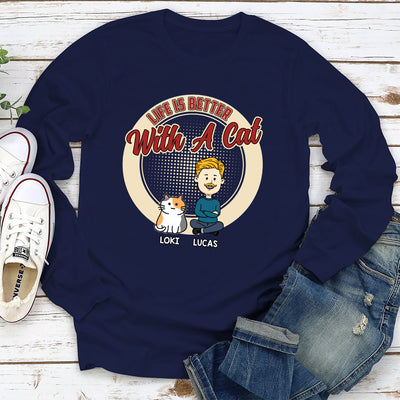 Life With A Cat - Personalized Custom Long Sleeve T-shirt