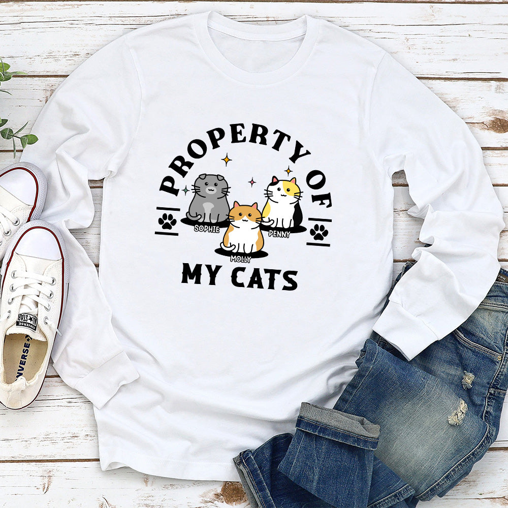 Property Of My Cats - Personalized Custom Long Sleeve T-shirt
