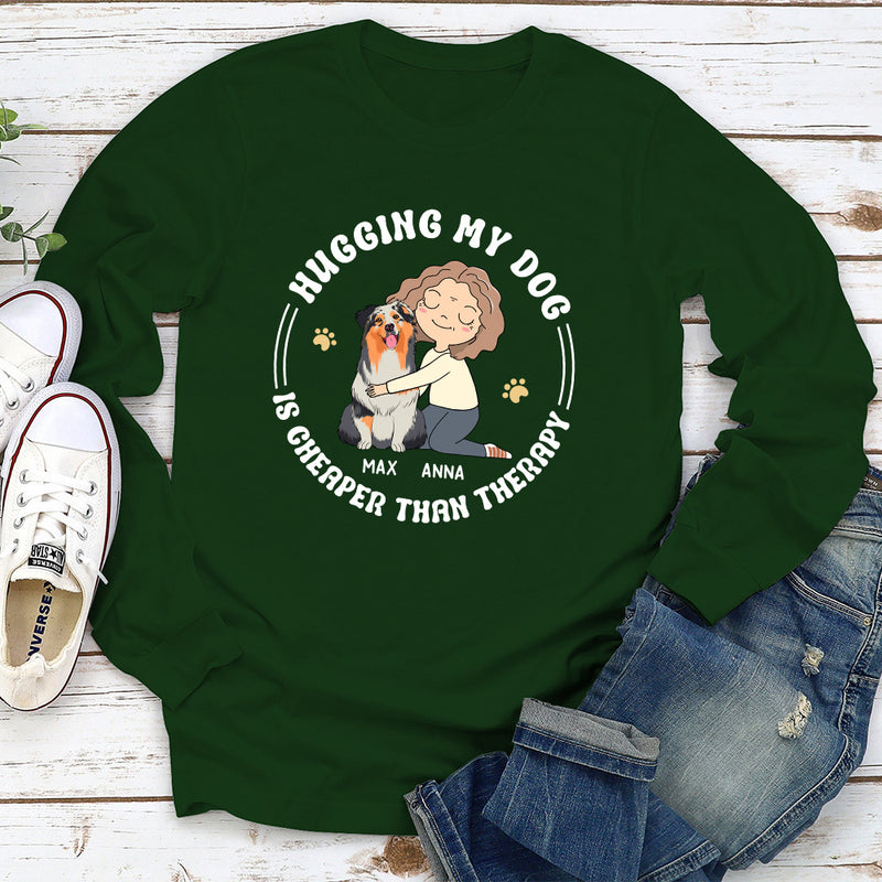 Hugging My Dog - Personalized Custom Long Sleeve T-shirt