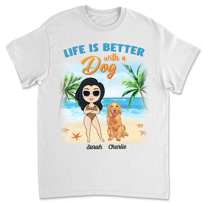 Dog Mom Summer Chibi - Personalized Custom Unisex T-shirt