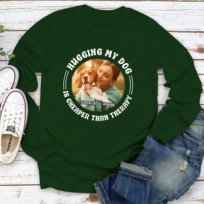 Hugging My Dog Photo - Personalized Custom Long Sleeve T-shirt