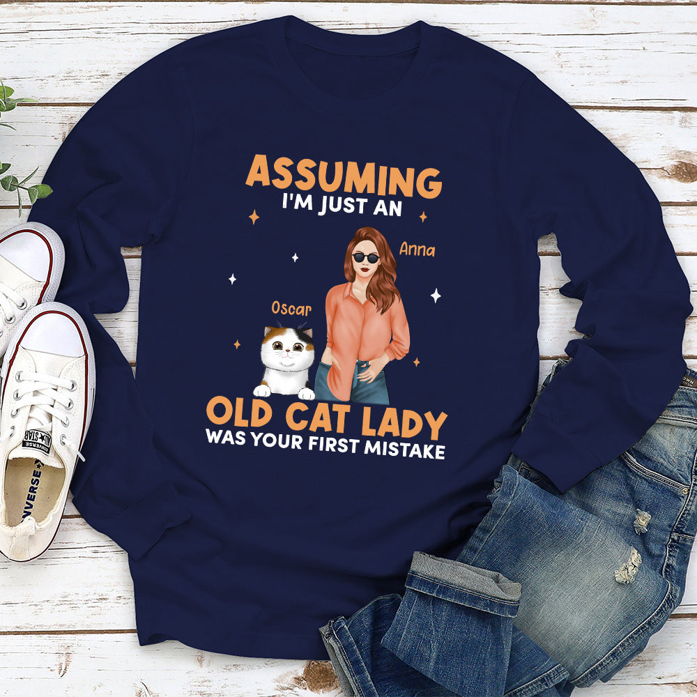 Just An Old Cat Lady - Personalized Custom Long Sleeve T-shirt