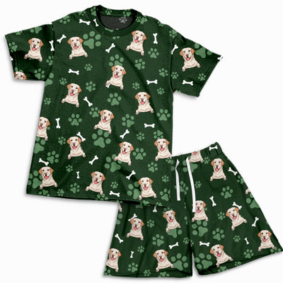 Dog And Paw Purple - Personalized Custom Short Pajama Set