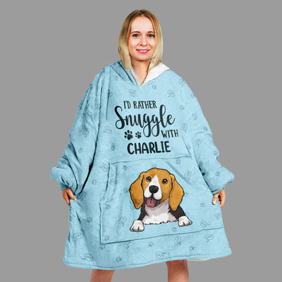 Snuggle With My Dog - Personalized Custom Blanket Hoodie