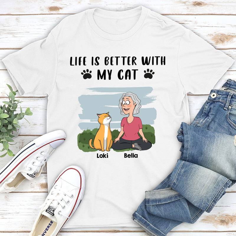 Life Is Better With Cats - Personalized Custom Unisex T-shirt