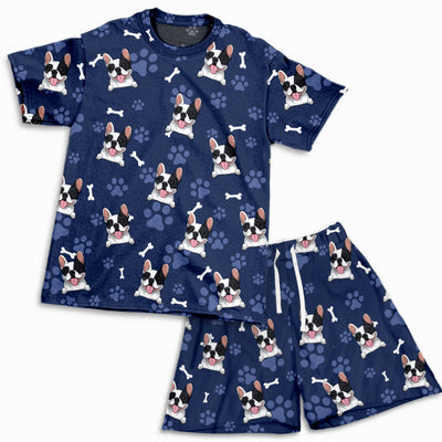 Dog And Paw Dark Heather Grey - Personalized Custom Short Pajama Set