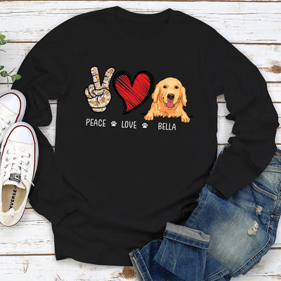 Peace Love Dog - Personalized Custom Long Sleeve T-shirt