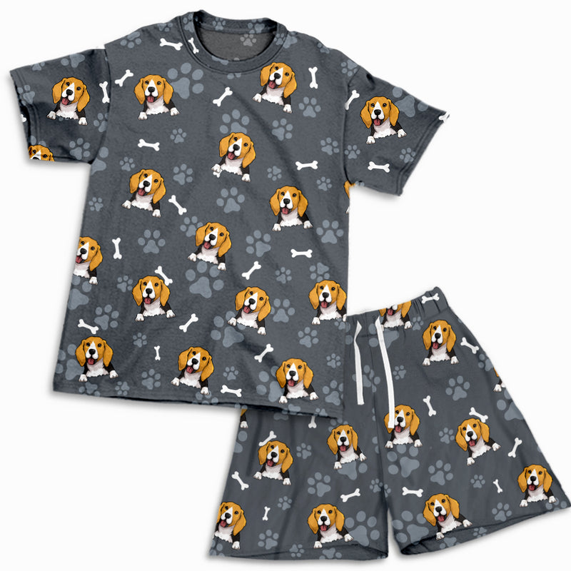 Dog And Paw Navy - Personalized Custom Short Pajama Set