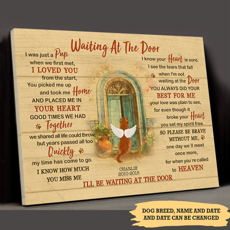 Waiting At The Door - Personalized Custom Canvas - Memorial Dog Gifts