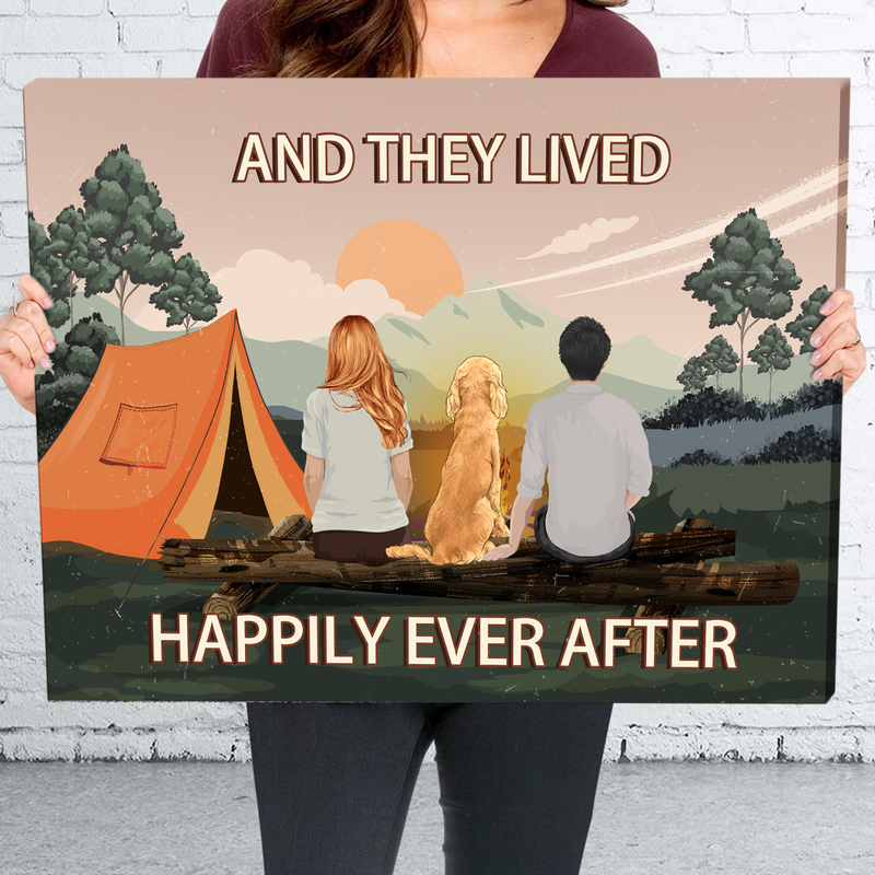 They Lived Happily Ever After - Personalized Custom Canvas Print - Gifts For Dog Lovers