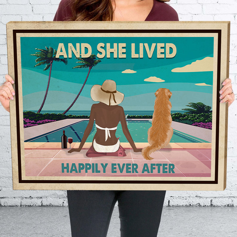 Pool, Wine and Dogs - Personalized Custom Canvas