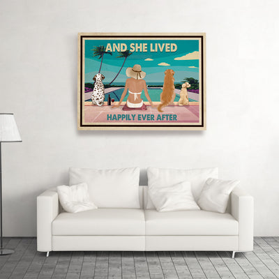 Pool, Wine and Dogs - Personalized Custom Canvas