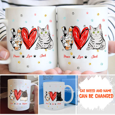 Peace Love Cat - Coffee Mug