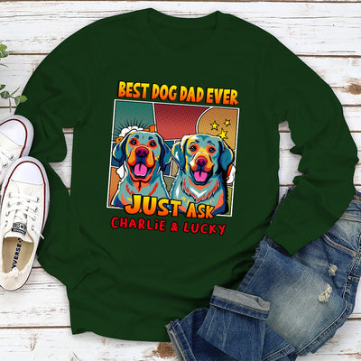 Best Dog Mom/Dad Popart - Personalized Custom Long Sleeve T-shirt