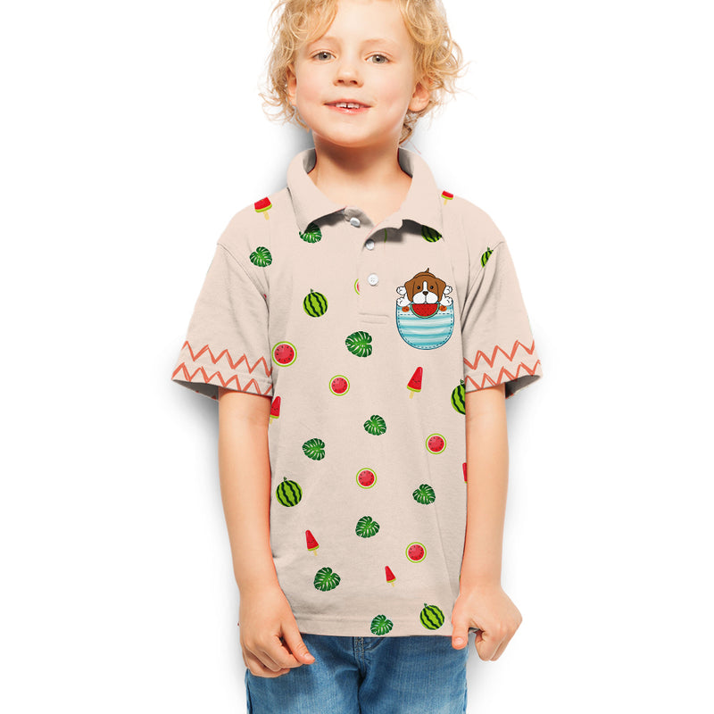 Boxer And Watermelon Beige - Kids Polo Shirt