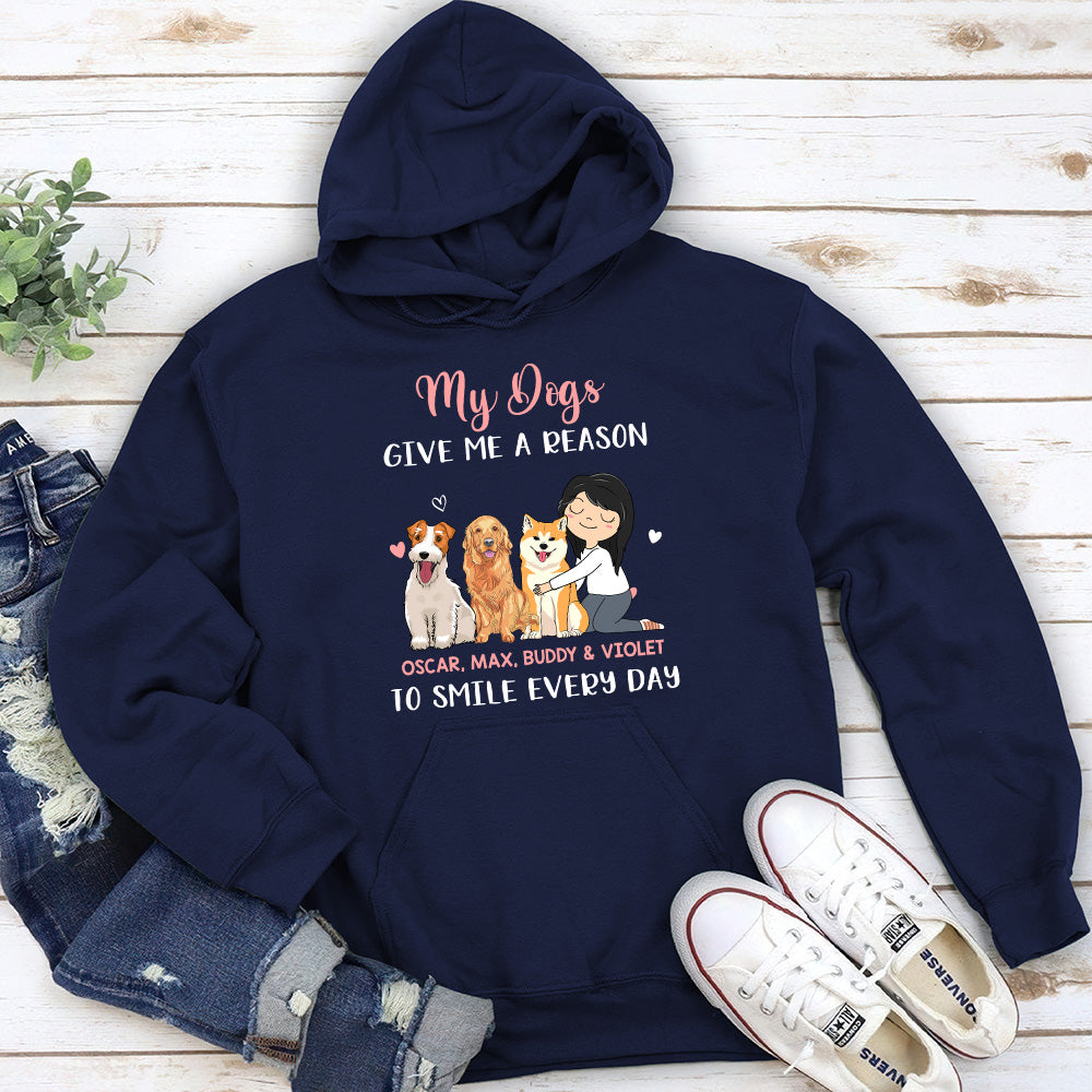 My Dog Gives Me A Reason To Smile Everyday Personalized Dogs Parent Custom Unisex Hoodie