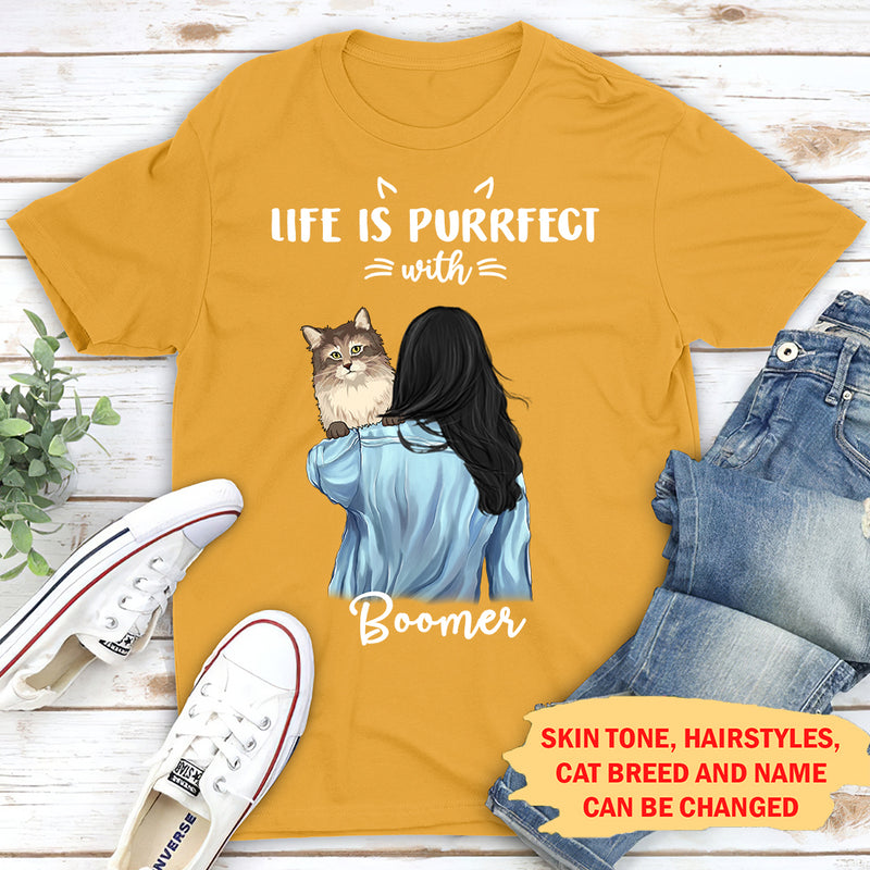 Life Is Purrfect - Personalized Custom Unisex T-shirt