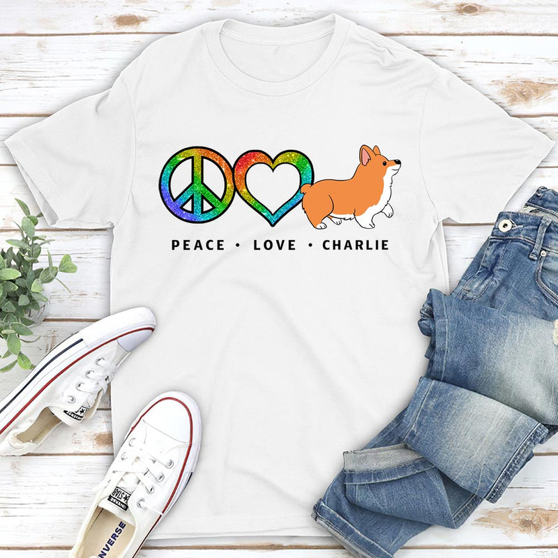 Peace Love Dog Pattern  - Personalized Custom Unisex T-shirt