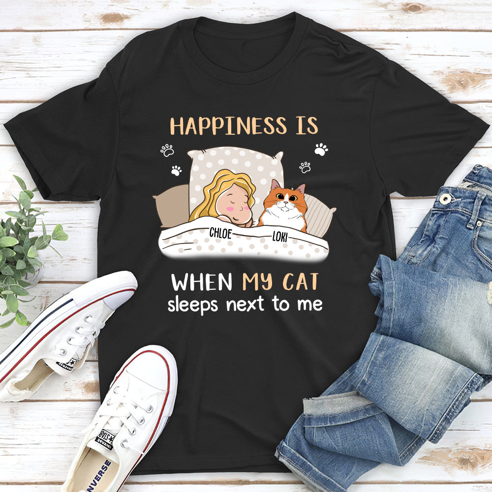 Cats Sleep Next To Custom Pets Lover Personalized Cats Owner Life Unisex T-shirt