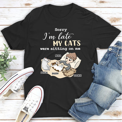 Cats Sitting On Me - Personalized Custom Unisex T-shirt