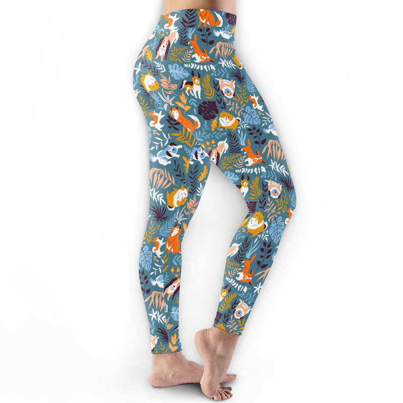 Hand Drawn Dogs - High-Waisted Leggings