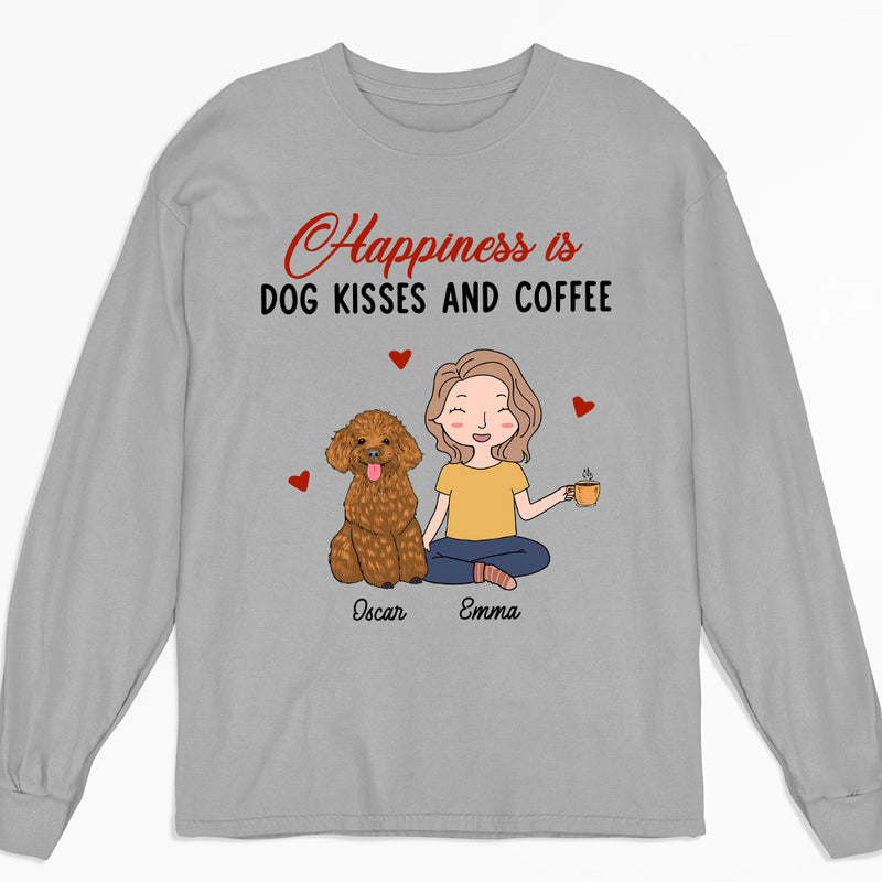 Dog Kisses And Coffee - Personalized Custom Long Sleeve T-shirt