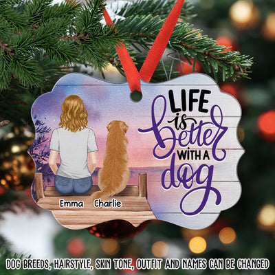 Life With Dogs - Personalized Custom Aluminum Ornament