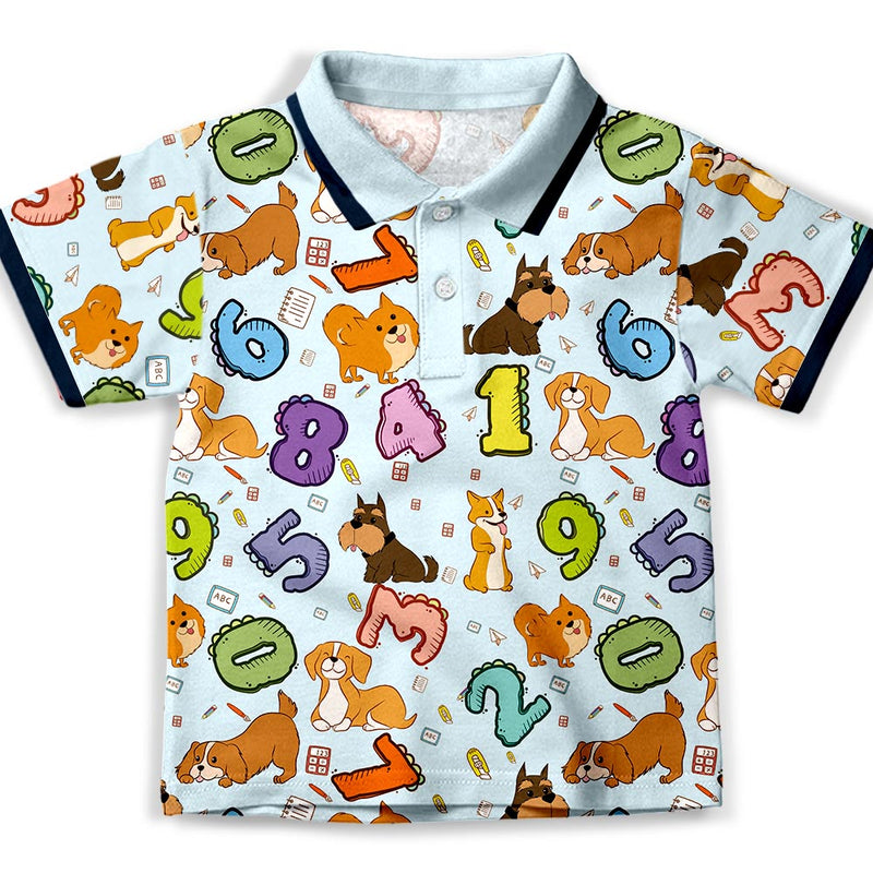 Dog And Numbers - Kids Polo Shirt